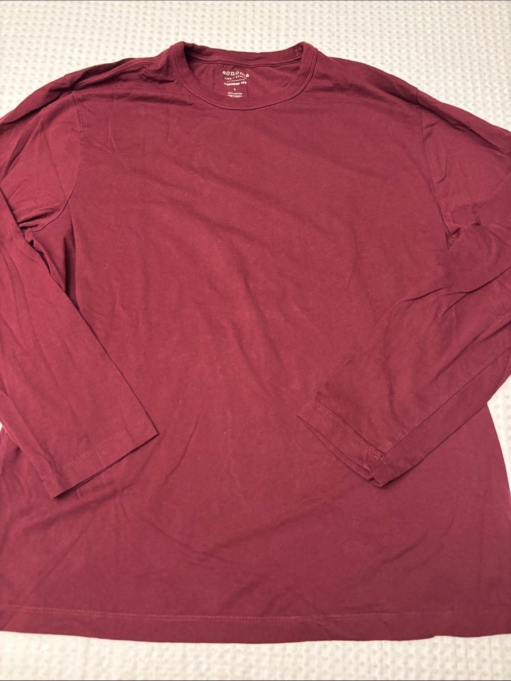 Sonoma Men's LARGE Weekend Tee Long Sleeve Crewneck T-Shirt Burgundy Red